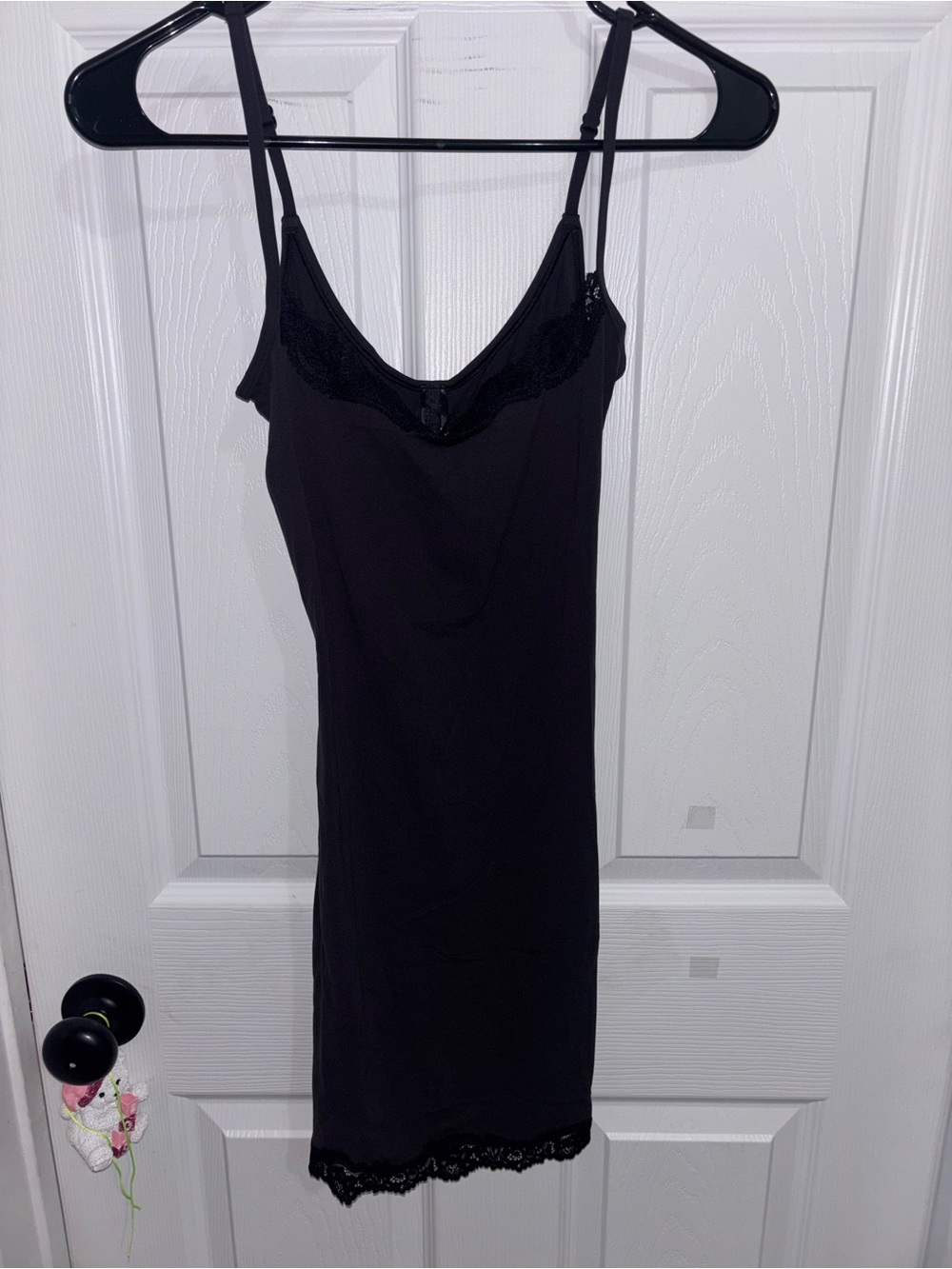 SKIMS Black Lace-Trim Slip
